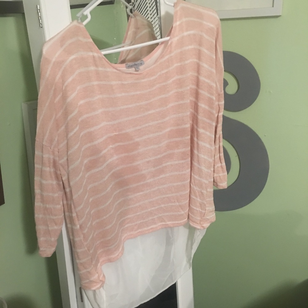 Charlotte Russe Pink Striped Long-Sleeve